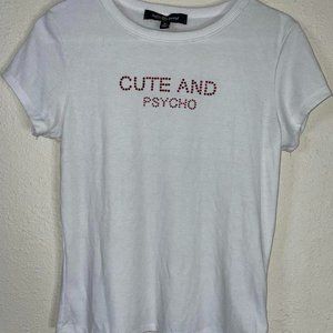 CUTE & PSYCHO red bedazzled tee